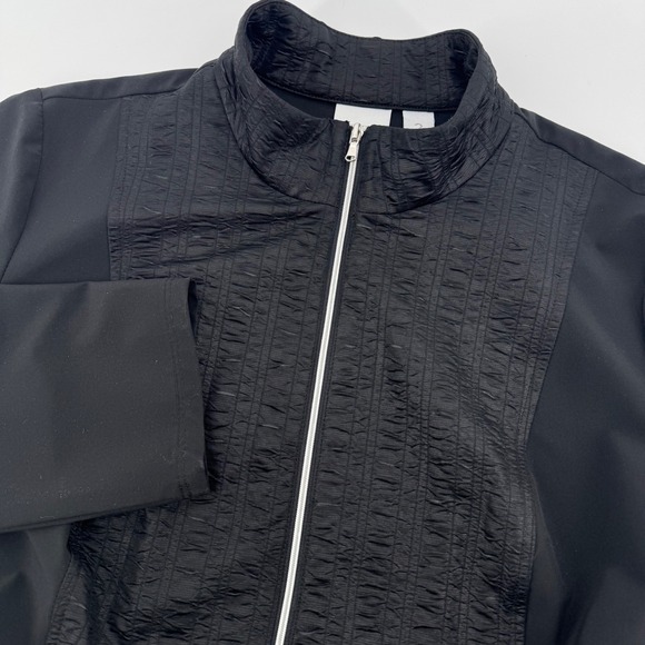 Weekends by Chico's Jackets & Blazers - Weekends by Chico's Full Zip Jacket Womens 2 Large Black Textured‎ Stretch